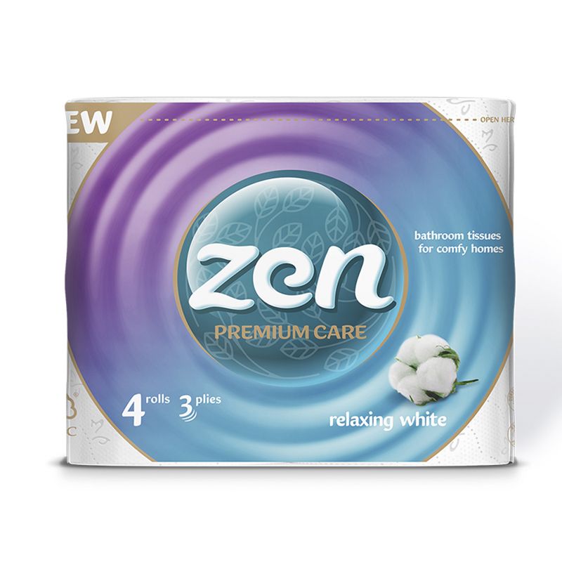 Папір туалетний ZEN Premium 3 шари, 4 довгих рулони по 18,9м (100176) thumbnail popup