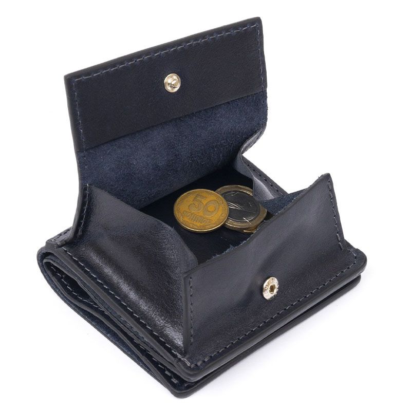 Вертикальне глянсове портмоне з накладною монетницею GRANDE PELLE 11332 Синє thumbnail popup