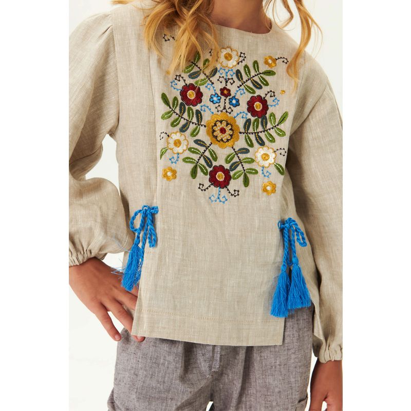 Вишита блуза Ukrglamour для дівчинки Веснянка 2, 152 (UKR-0236) thumbnail popup