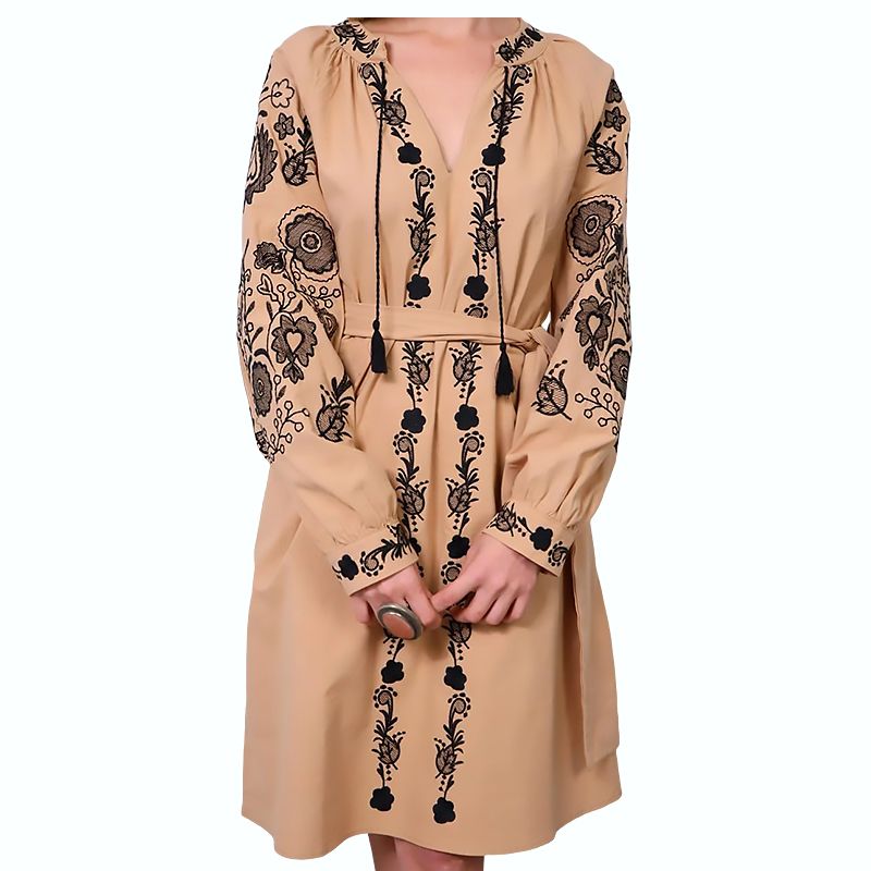 Вишита сукня  з поясом sofi dream Анастасія, жіноча, кемел р. M (5559) thumbnail popup