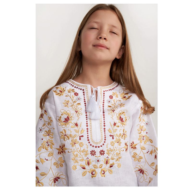 Вишиванка Ukrglamour, для дівчинки вишита блуза White (UKR-0312) thumbnail popup