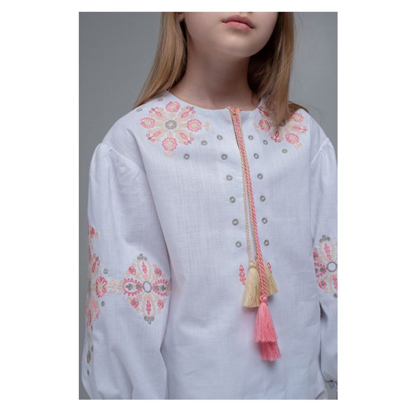 Вишиванка Ukrglamour, для дівчинки вишита блуза White1, р.110 (UKR-0313) thumbnail popup