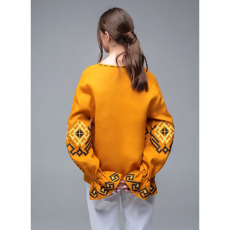Вишиванка Ukrglamour,  жіноча вишита блуза Mustard, р.XS (UKR-5229) thumbnail popup