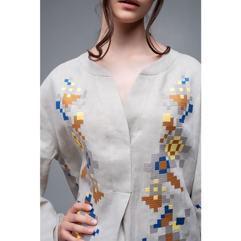 Вишиванка Ukrglamour,  жіноча вишита блуза Natural, р.XL (UKR-5226) thumbnail popup