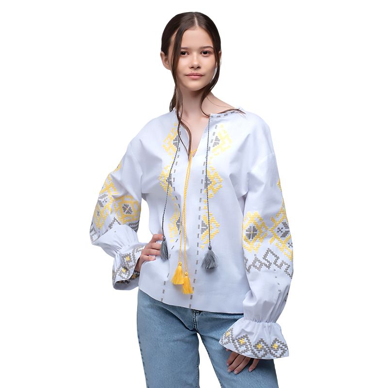 Вишиванка Ukrglamour,  жіноча вишита блуза White, р.L (UKR-5227) thumbnail popup
