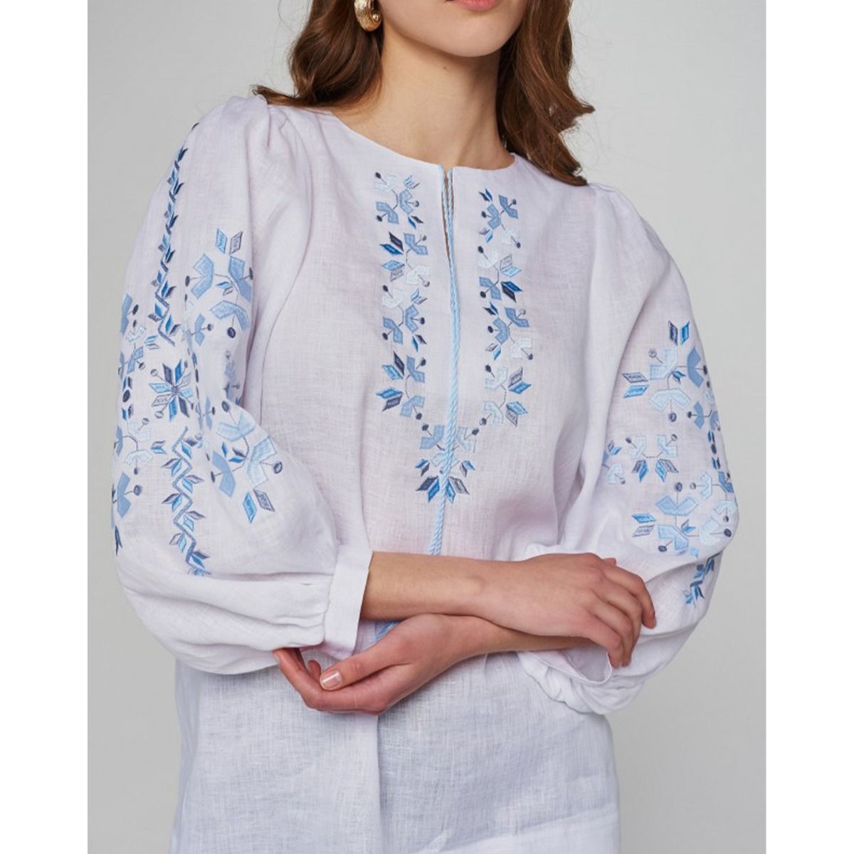 Вишиванка Ukrglamour, жіноча лляна вишита блуза, White, р.XS (UKR-5236)  - 32669 thumbnail popup