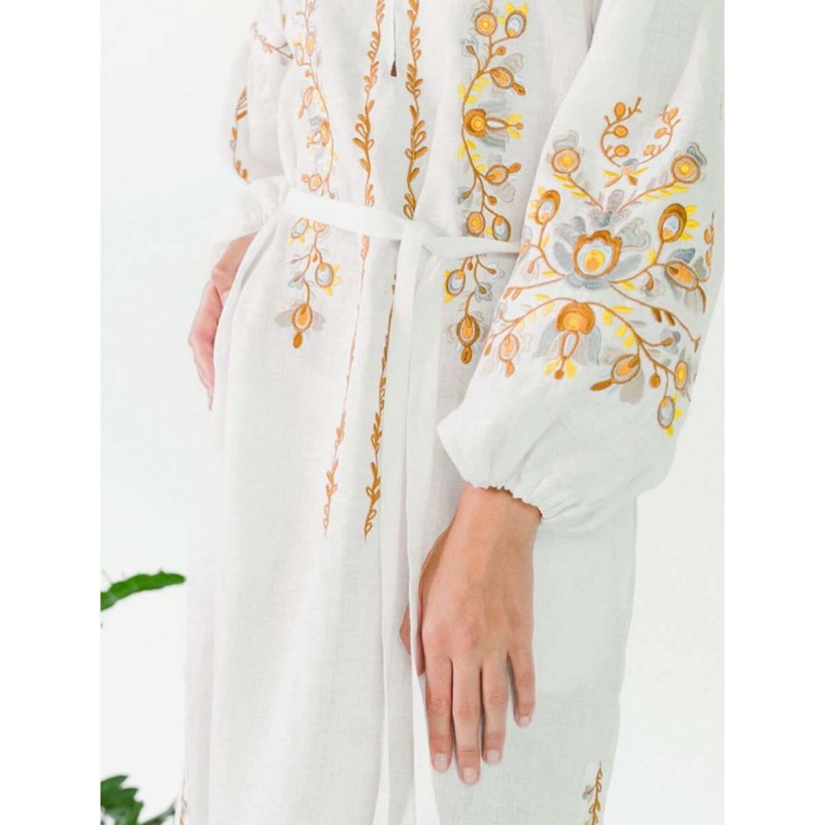 Вишиванка Ukrglamour,  жіноча лляна вишита сукня White 3, р.S  (UKR-4187) - 33932 thumbnail popup