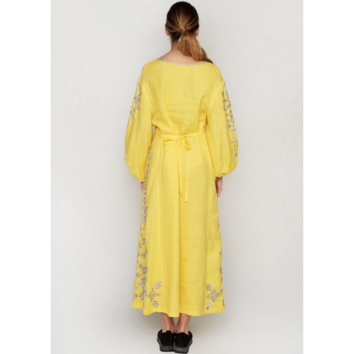 Вишиванка Ukrglamour,  жіноча лляна вишита сукня Yellow, р.XS  (UKR-4196) - 33450 thumbnail popup