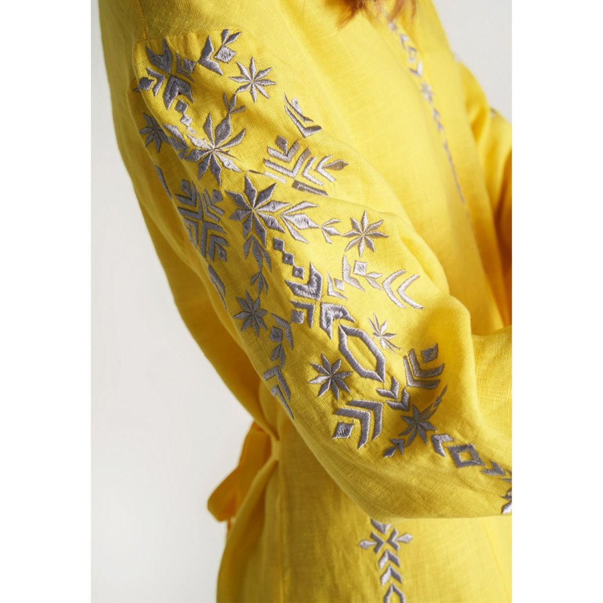 Вишиванка Ukrglamour,  жіноча лляна вишита сукня Yellow, р.XS  (UKR-4196) - 33452 thumbnail popup