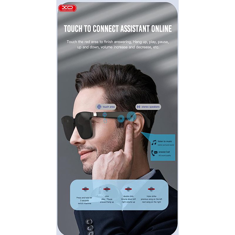 Окуляри XO E5 Bluetooth музичні, сонцезахисні thumbnail popup