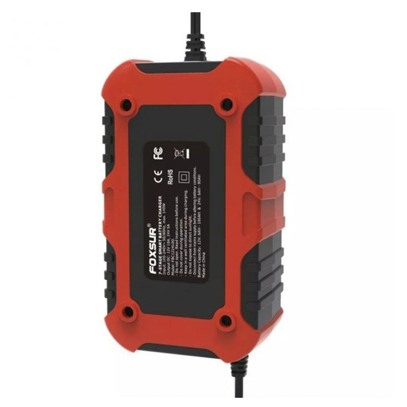 Зарядний пристрій для автомобільного акумулятора Foxsur 12V-24V 10 A FBC122410D з РК-дисплеєм thumbnail popup