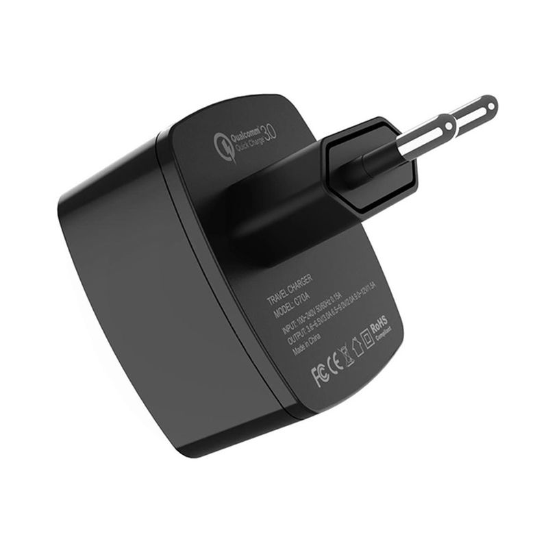 Зарядний пристрій Hoco C70A Type-C QC3.0 1USB EU, швидка зарядка, чорний thumbnail popup