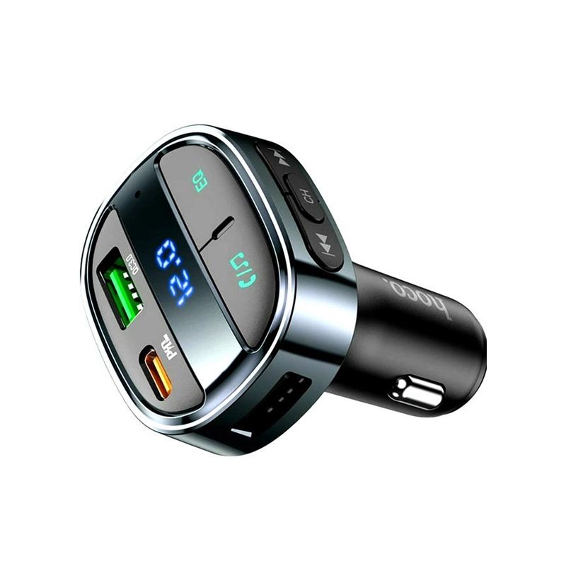 Зарядний пристрій Hoco E70, FM Модулятор/Авто адаптер PD30W QC3.0 Bluetooth, сірий thumbnail popup