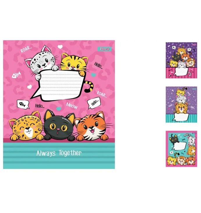 Зошит А5/12 лінія 1В Cute kittens, зошит учнів. 25 шт. в упаковці (M103442) thumbnail popup