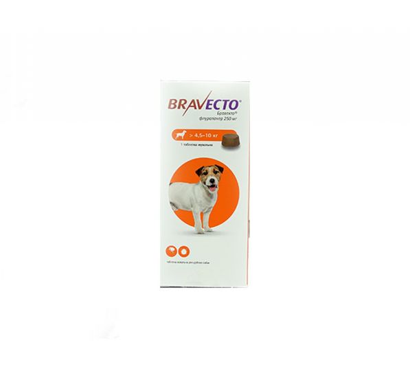 Жувальна пігулка для собак від бліх та кліщів ТМ Бравекто 4,5-10кг, 250 мг (1123625) - 3108