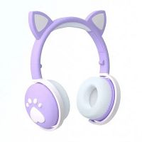 Навушники бездротові дитячі "CAT" ВК-1 з котячими вушками, LED, світло-фіолетові (34913)  - 42147 thumbnail popup