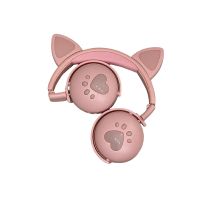 Бездротові дитячі навушники з вушками та LED підсвічуванням BK9, рожеві (34760) thumbnail popup