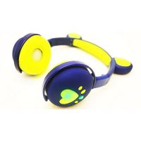 Навушники бездротові дитячі з вушками ведмедика, LED, мікрофон ВК-5, сині thumbnail popup