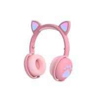 Навушники бездротові дитячі з котячими вушками, LED, рожевий (34739) thumbnail popup