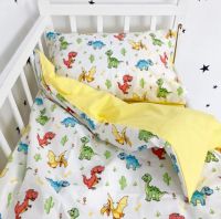 Дитяча постільна білизна Oh My Kids, Dino жовта в ліжечко для дітей 1-3 років (ПБ-077-Х)  thumbnail popup