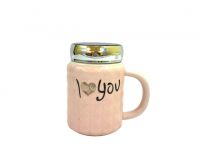 Керамическая чашка с термо-крышкой 380мл розовая (681-28) thumbnail popup