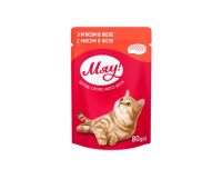 Корм 'Мяу' консервований для дорослих котів, з м'ясом желе, 80 г. (7111) thumbnail popup