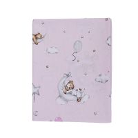 Пелюшка для малюка ПХ-003, бавовна, рожева з принтом, 100*80 см thumbnail popup