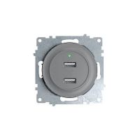 Розетка OneKeyElectro, USB подвійна з підсвіткою, колір сіра(OKE100602С) thumbnail popup
