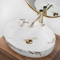Умивальник REA, Queen Білий Carrara накладний, мармур, кераміка (REA-U1232) thumbnail popup