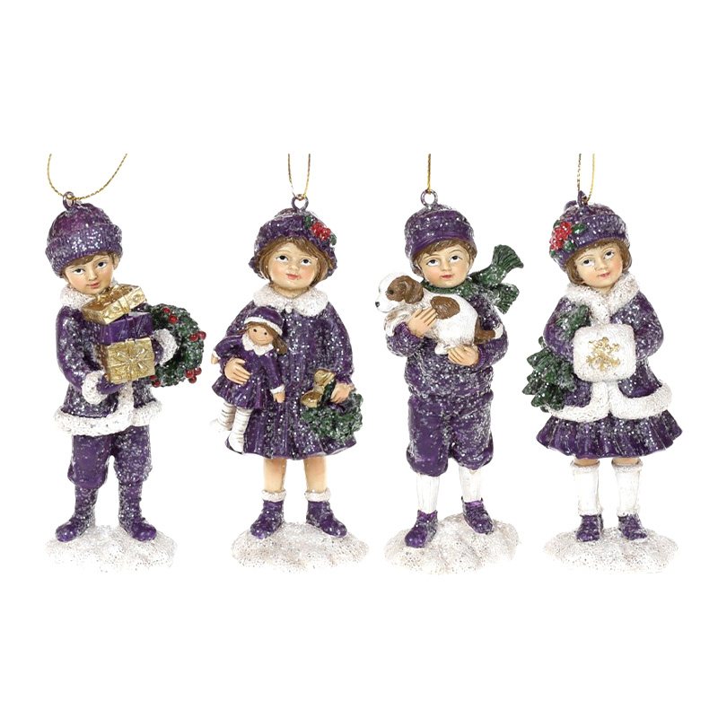 Декоративна Підвіска дітки, 11.5 см, Колір-Фіолетовий з глітером, 4 дизайну large popup
