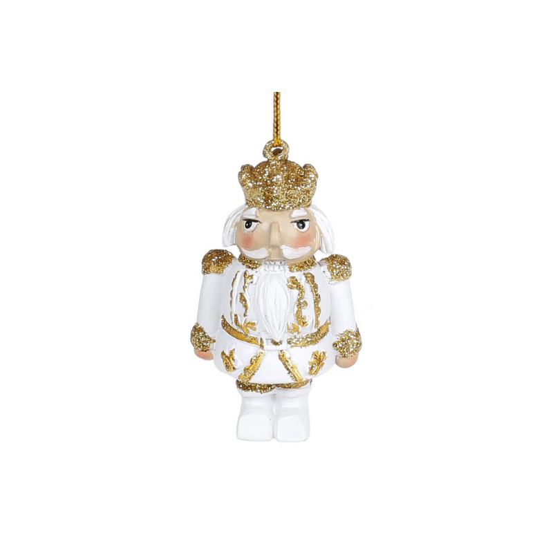 Декоративна підвісна фігурка Лускунчик, 6см, колір - білий з золотом large popup