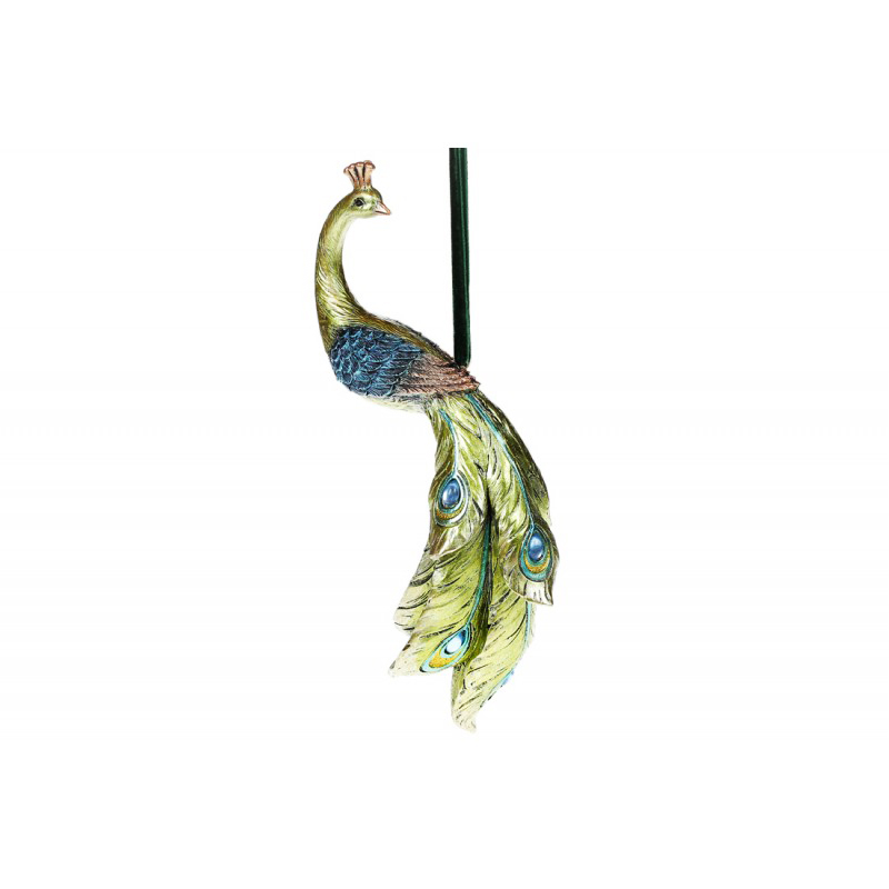 Декоративна підвісна фігурка Павич, 22см, колір-яскраво-зелений з синім large popup