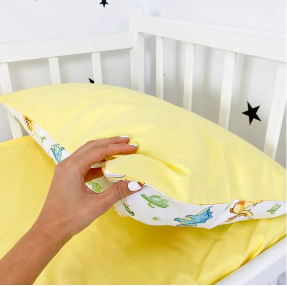 Дитяча постільна білизна Oh My Kids, "Dino" жовта в ліжечко для дітей 1-3 років (ПБ-077-Х) МП - 30248 large popup