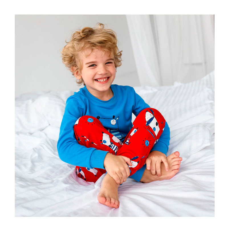 Піжамка Bembi дитяча універсальна, лонгслів зі штанами, червоний, синій, р.104 (ПЖ53 8L1) large popup