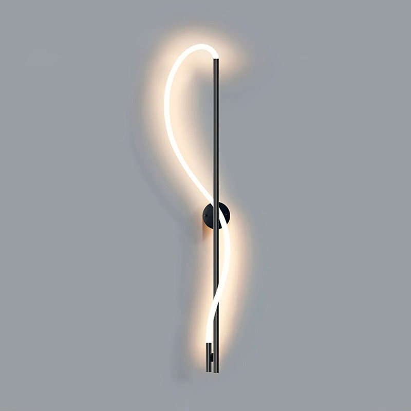 Дизайнерська чорна бра з гнучкою LED стрічкою large popup