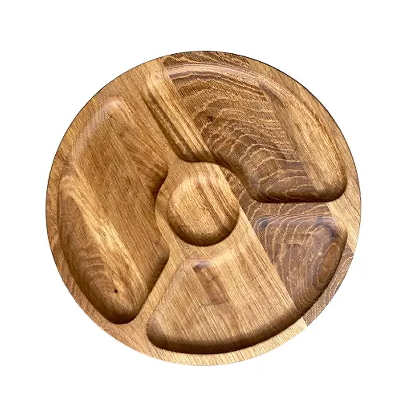 Менажниця дерев'яна, кругла на 3 секції, 25 см large popup