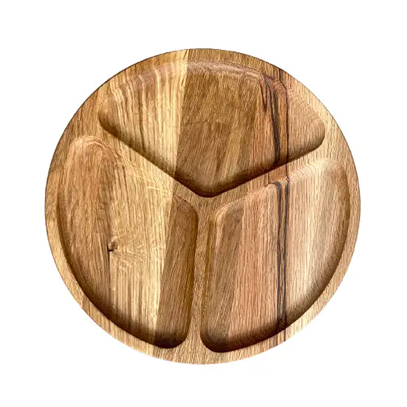 Менажниця дерев'яна, кругла на 3 секції, 25 см large popup