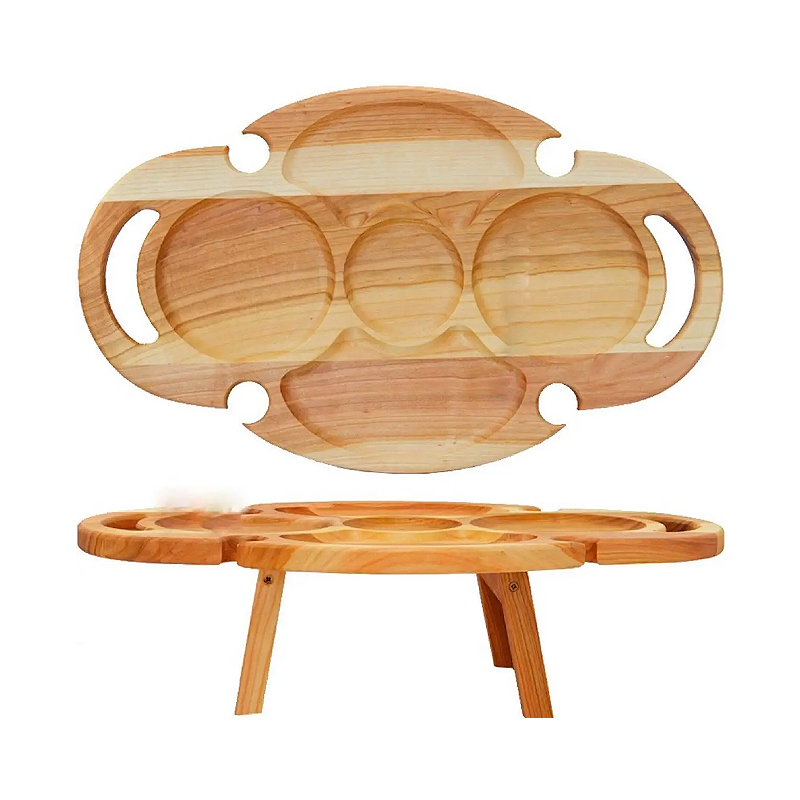 Винний столик на ніжках, дерев'яний 50х30х17 см large popup