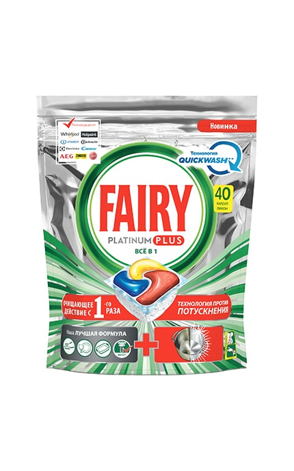 Капсулы Fairy Platinum Plus для посудомоечной машины, 40 шт large popup