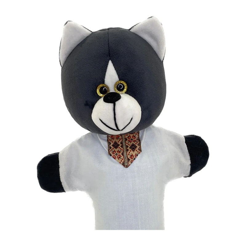 М'яка іграшка рукавичка 'Котик', сірий, 33 см, (М060) large popup