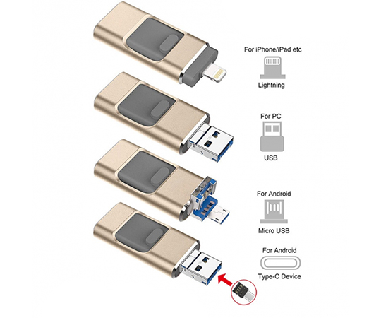 Флешка USB FlashDrive 4в1, золота, 32гб - 18542 large popup