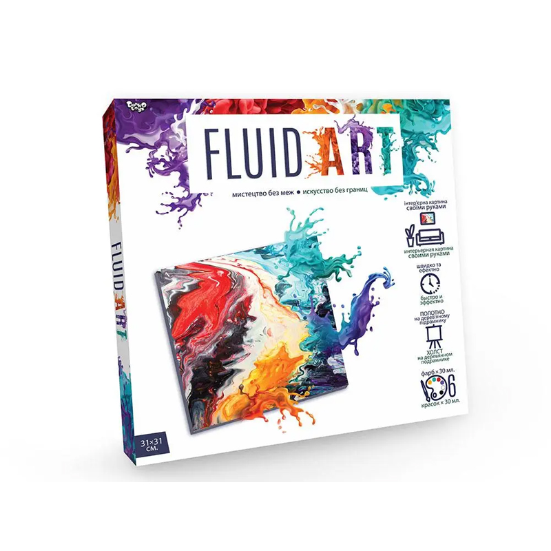 Набір креативної творчості 'Fluid ART', малювання рідким акрилом, в кор. 32*32*4см (D77607) large popup