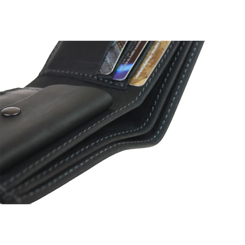 Гаманець чоловічий шкіряний портмоне з монетницею й додатковим відділенням чорний
 large popup