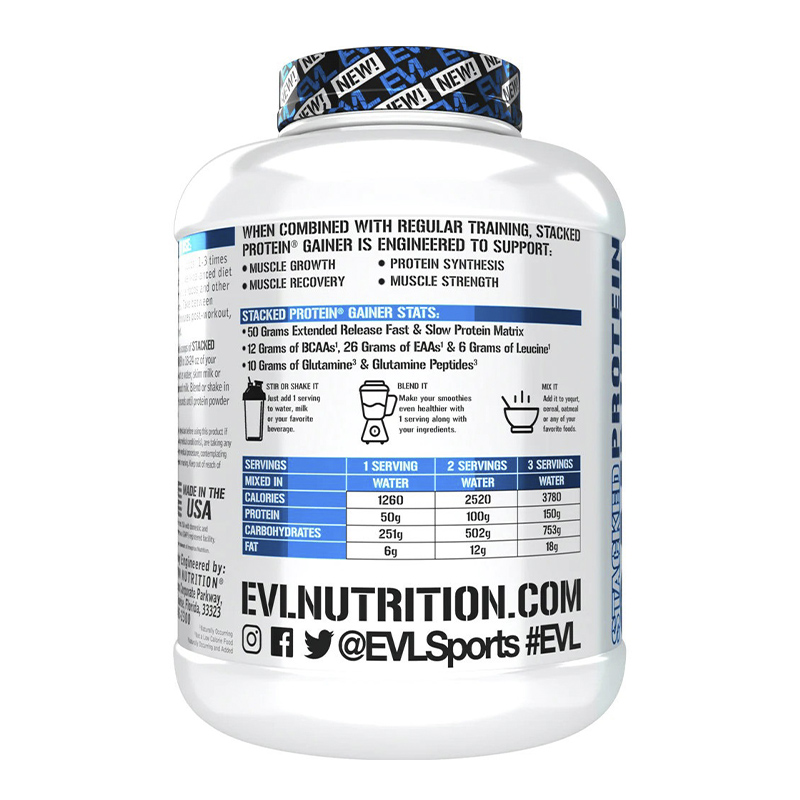 Гейнер Evlution Nutrition Stacked Protein Gainer 2720 g (Double Rich Chocolate) large popup