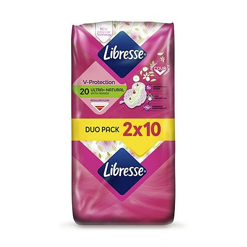 Гігієнічні прокладки Libresse Ultra Natural з екстрактом ромашки та алое вера, 20 шт large popup