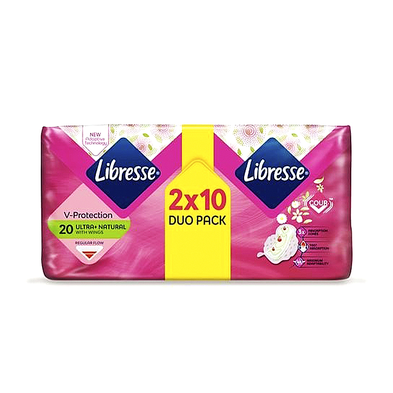 Гігієнічні прокладки Libresse Ultra Natural з екстрактом ромашки та алое вера, 20 шт large popup