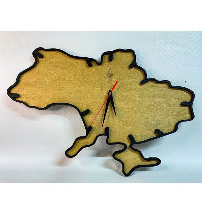 Годинник у вигляді карти України A clock in the form of a map of Ukraine, 45х30 см. large popup
