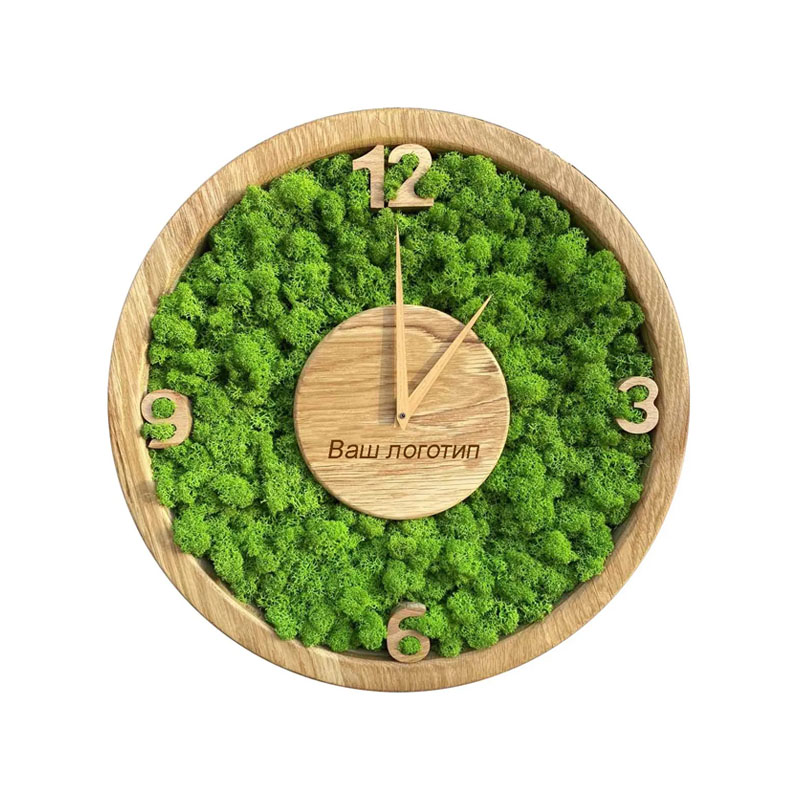 Годинник зі стабілізованим мохом SO Green, дерев'яний з можливим нанесенням логотипу (00744) large popup