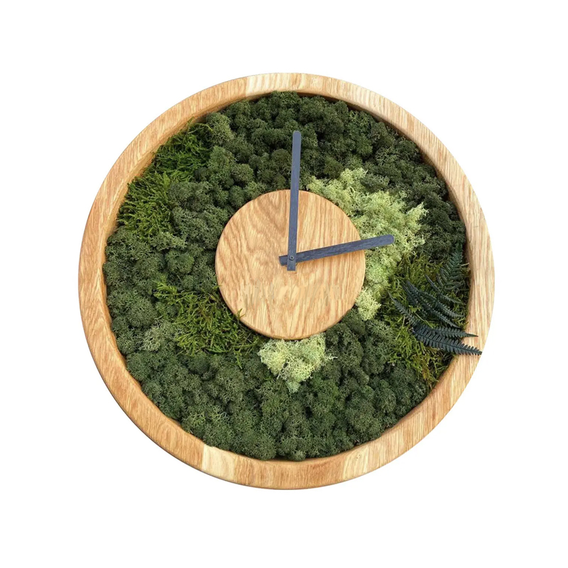 Годинник зі стабілізованим мохом SO Green, дерев`яні з логотопипом, діаметр 20см (00720) large popup