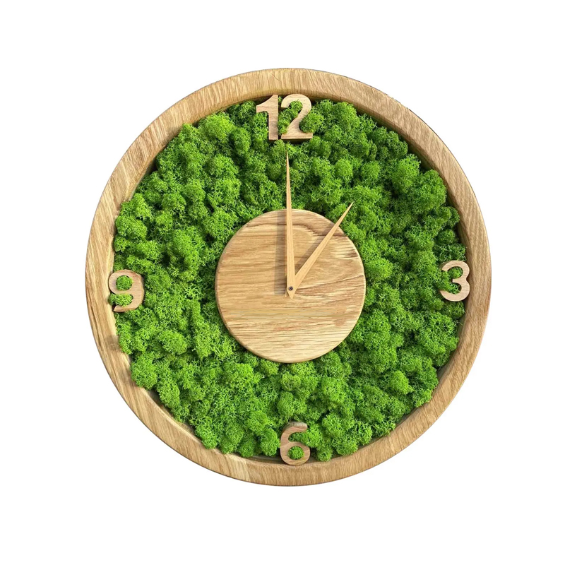 Годинник зі стабілізованим мохом SO Green, дерев`яні з нанесенням логотопу, діаметр 30см (00734) large popup